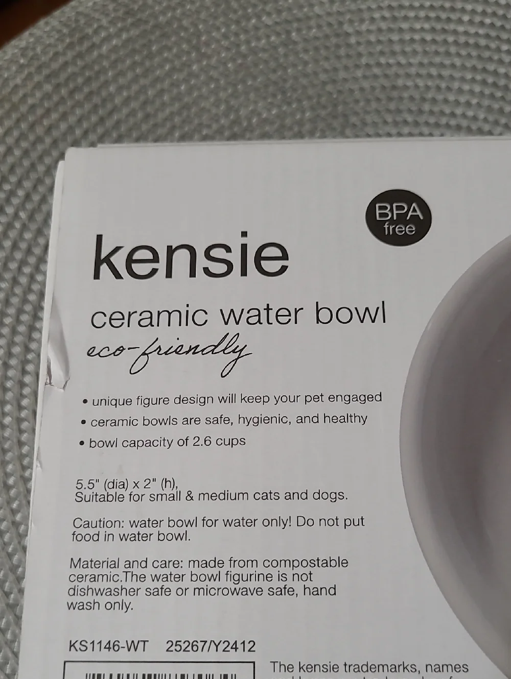 Kensie Ceramic Cat Water Bowl